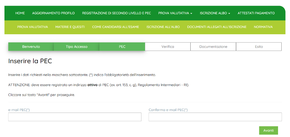 Scelta tipologia iscrizione