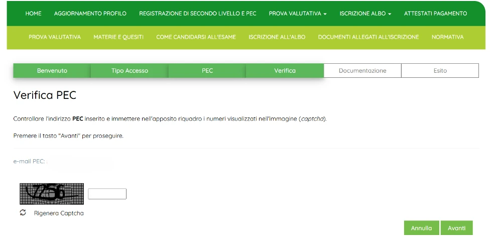 Inserimento PEC