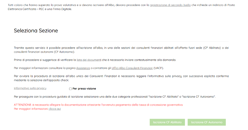 Domanda iscrizione albo