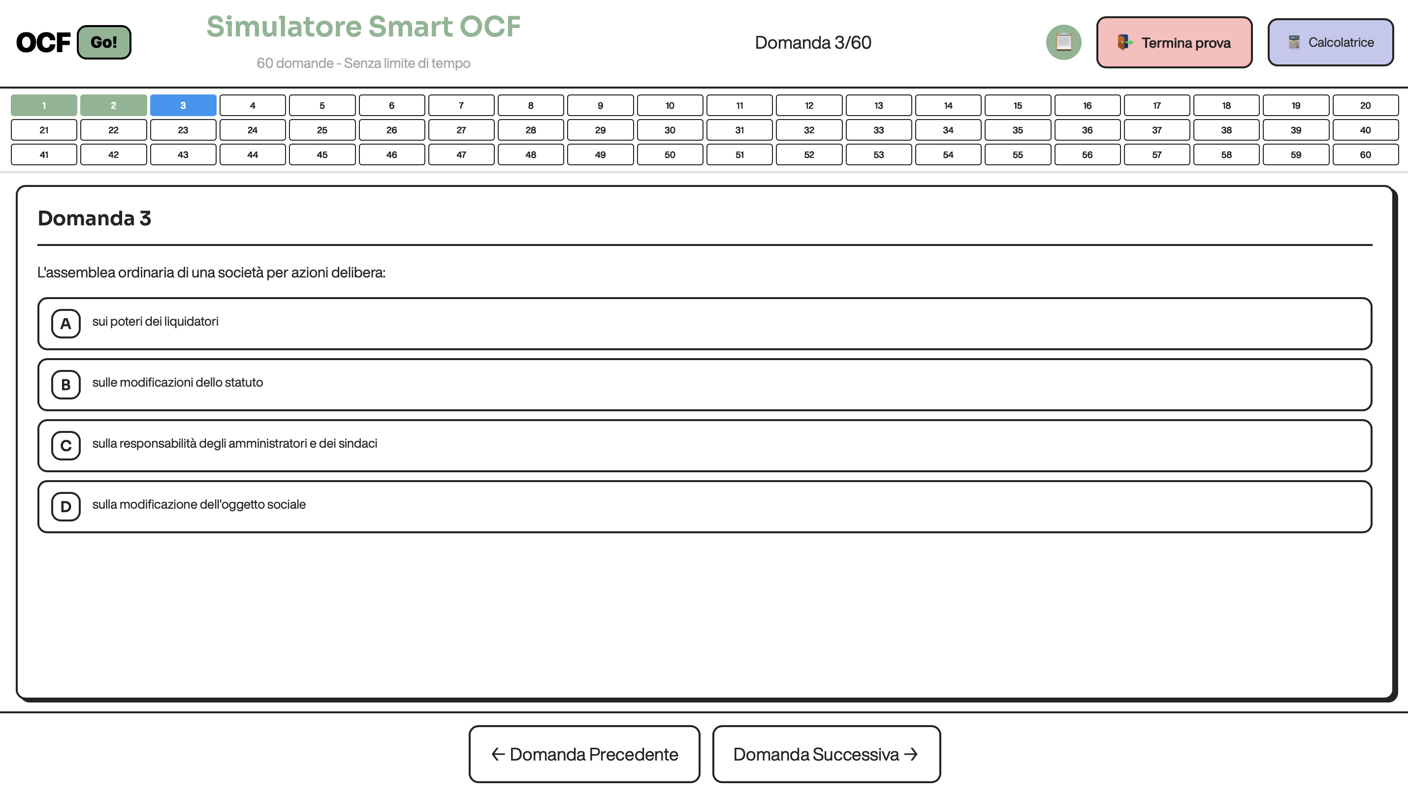 Screenshot del Simulatore Smart di OCF Go!