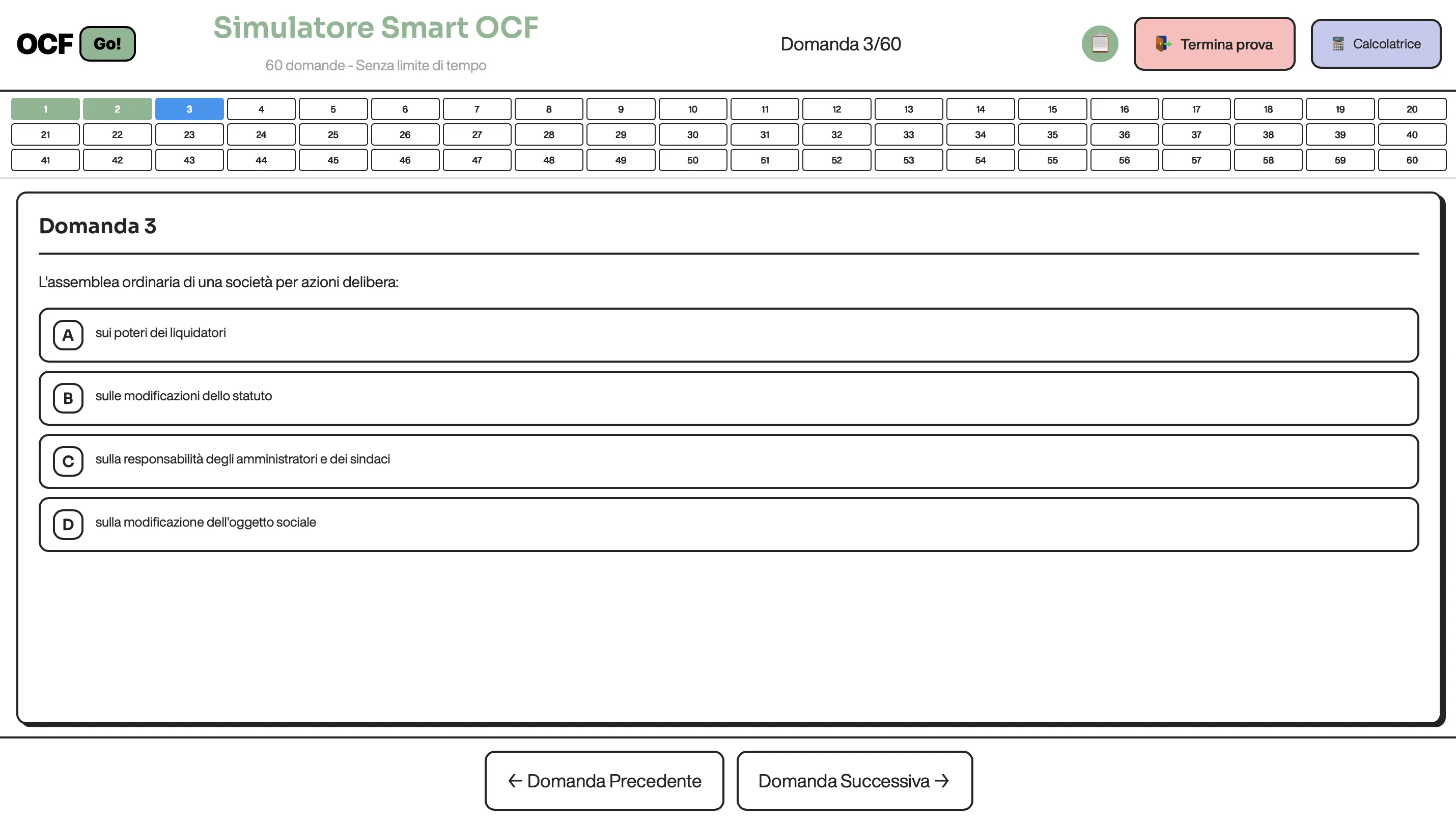Screenshot del Simulatore Smart di OCF Go!