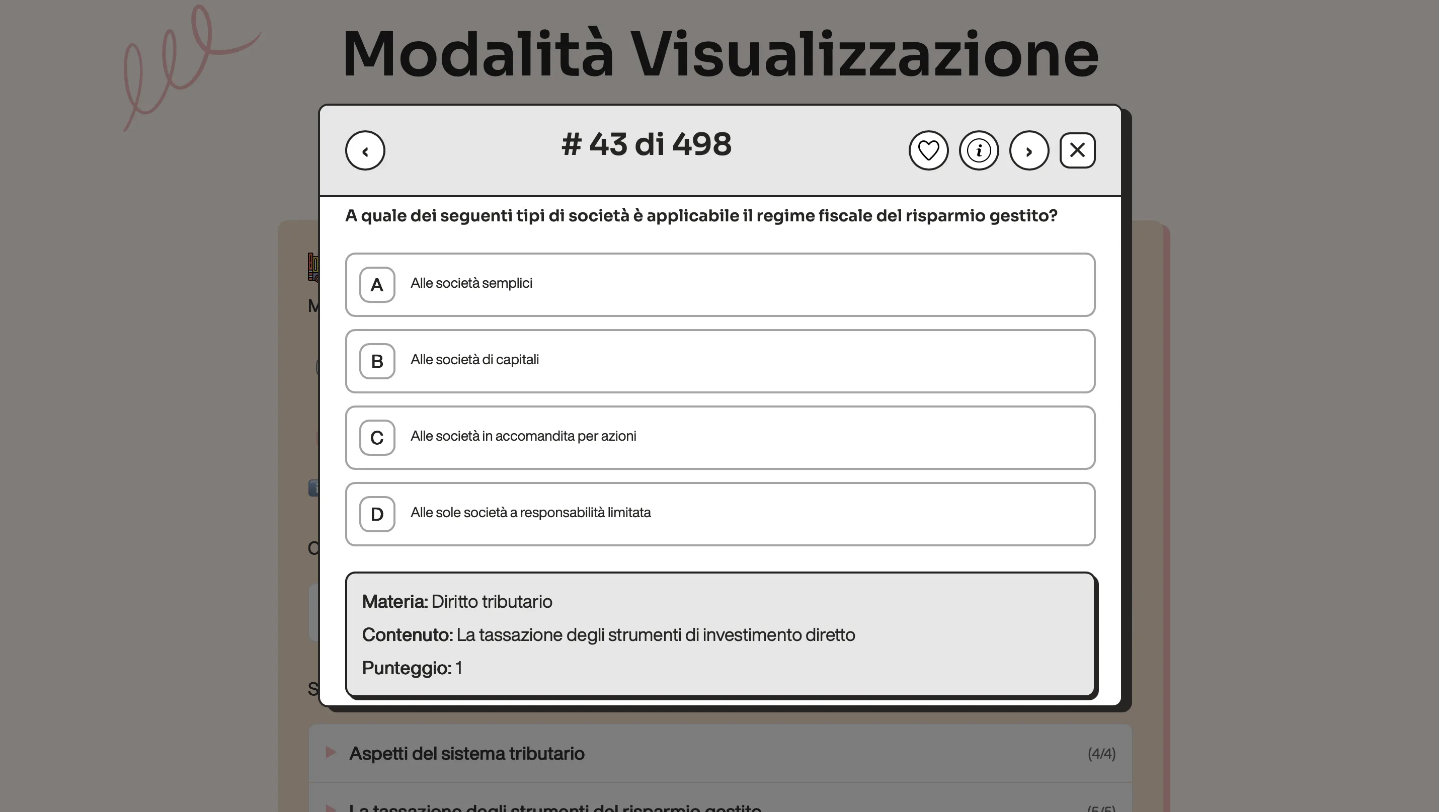 Screenshot della sezione Visualizza Domande di OCF Go!